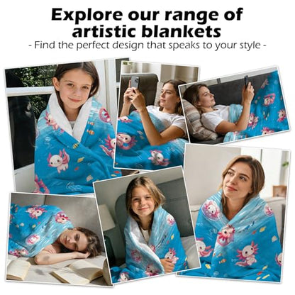 Axolotl Blanket 50x60 Inches, Super Soft Plush Fleece Throw Blanket, Cute Animal Gifts for Girls Boys Kids Teens, Cozy Bedding for Bed Couch, Lightweight & Warm - color: Axolotl