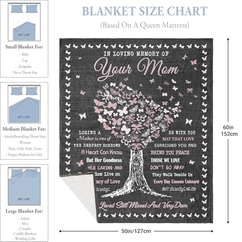 Memorial Gifts for Loss of Mom, Bereavement Gifts Blanket 60"x50", Loss of a Mother Sympathy Gifts, Mom Memorial Gift, Condolences Gift, In Memory of Loved One Gifts, Remembrance Gift for Loss