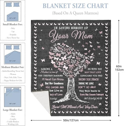Memorial Gifts for Loss of Mom, Bereavement Gifts Blanket 60"x50", Loss of a Mother Sympathy Gifts, Mom Memorial Gift, Condolences Gift, In Memory of Loved One Gifts, Remembrance Gift for Loss