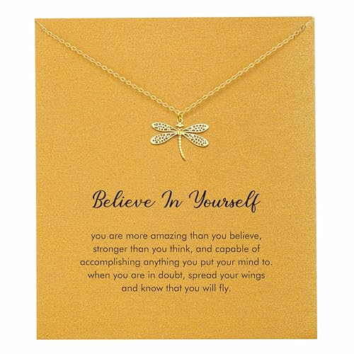 RZKING Golden Necklace for Women, Gifts for Best Friend Sister Mom Daughter - style: Dragonfly