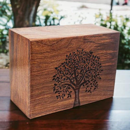 Personalized Rosewood Wooden Cremation Urn for Human or Pet Ashes, Brown, Tree - 01, Small (45 lbs), Funeral Urn - size: Small (45 lbs)