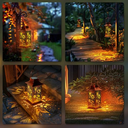 Homemory Gifts for Women, Hummingbird Solar Lanterns Outdoor Waterproof | Solar Decoration with Led Glow and Waterproof Metal Design, Ideal for Garden, Yard, Patio, Porch, Birthday Gifts - style: Hummingbird Square