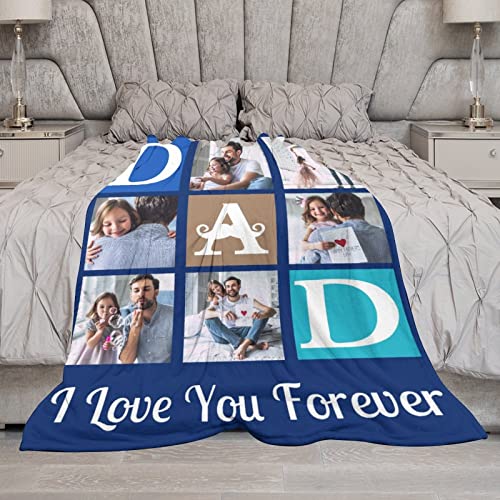 Artsadd Custom Best Dad Blanket with Photo, Fathers Day Personalized Gift for Dad from Daughter Son, Customized Picture Blanket for Daddy Papa 30"x40" - color: 1-03