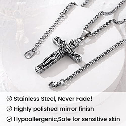 GOLDCHIC JEWELRY Urn Necklaces for Ashes, Stainless Steel Pet/Cross/Birthstone/Tree of Life Personalized Keepsake Memorial Jewelry for Women - color: Cross - 316L Stainless Steel, style: No Engraving