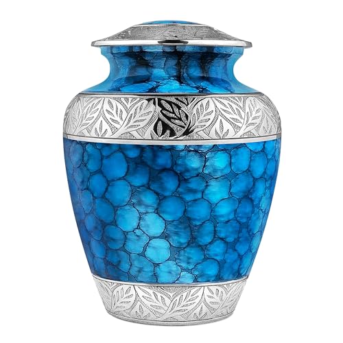 Trupoint Memorials Extra Large Urn for Ashes Adult Male or Female Up to 300 lbs – Cremation Urns for Human Ashes, Funeral Memorial Urns for Men & Women – Light Blue - color: Light Blue, size: Extra Large