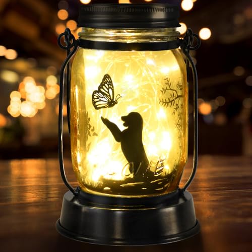 kyoryuger Dog Solar Lanterns Retriever Dog Solar Lights Golden Retriever Gifts for Women Men Dog Lovers Gifts Decorative Hanging Dog Lanterns with Stake for Yard Garden Decor Outdoor Dog Light - color: Dog