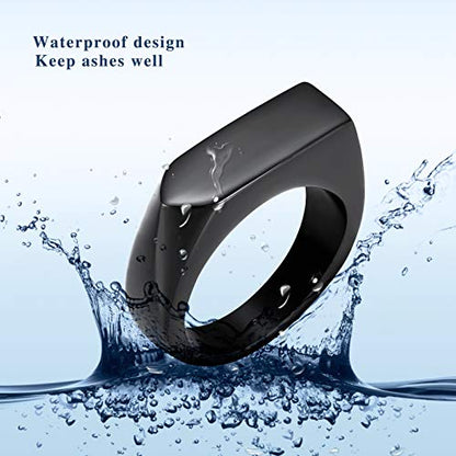 Minicremation Cremation Jewelry for Ashes Geometry Simple Style Memorial Urn Ring Ashes Holder with Fill Kit Keepsake Cremation Ring for Men - color: Black