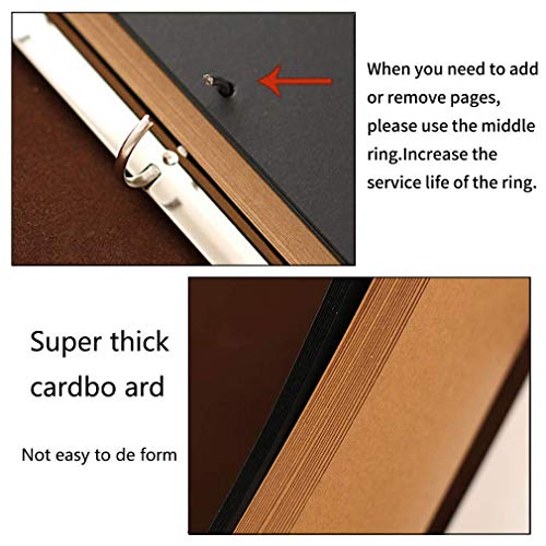ZEEYUAN Scrapbook Album Leather Photo Album Memories DIY Scrap Book 10.8"x8.6" Large Family Photo Book Refillable 60 Pages for Anniversary Valentines Birthday Gifts Rose Brown - color: Rose Brown