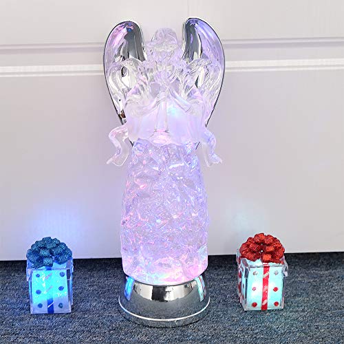 Wondise Angel Color Changing Night Light Snow Globe with Timer - color: 11” Angel Trumpet