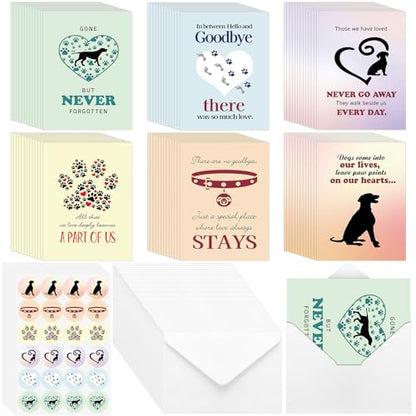 Geyoga 36 Set Pet Sympathy Card with Envelope Bulk, Colorful Style - color: Colorful Style