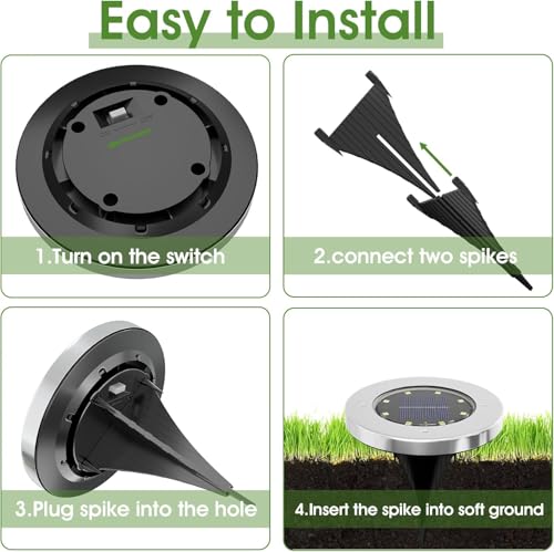 INCX 16 Pack 4.6 Inch Solar Ground Lights Outdoor, Waterproof, Cold White - color: Cold, size: 16 Pack