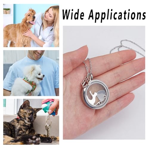 2PCS Pet Ashes Necklace Dog Hair Keepsake Fur Locket Keychain Set Cat Dog Remembrance Jewelry with Paw Heart Wing Pet Memorial Urn Necklace for Cats Dogs Women Men Loss Pet Sympathy Gift - color: Silver Necklace Keychain