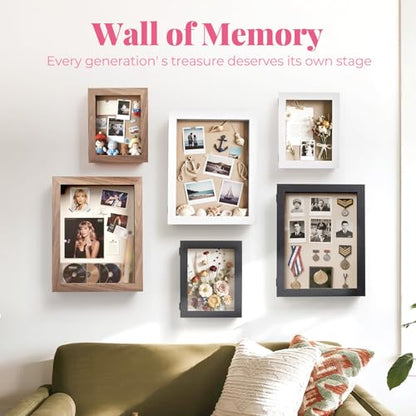 HOUSE DAY 11x14 Deep Shadow Box Frame with Linen Back, Pins, White - color: White, size: 11x14