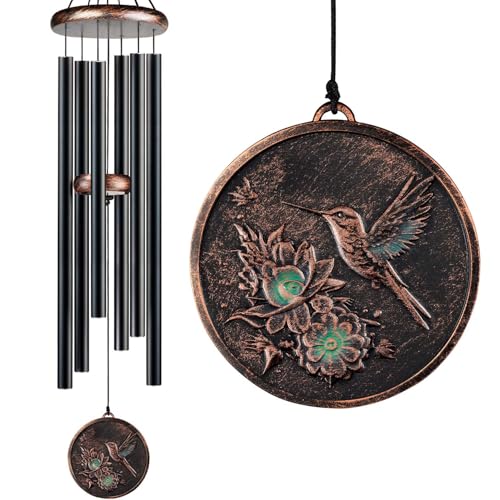 Large 48" Hummingbird Wind Chimes, Vintage Deep Tone Outdoor Decor | 6 Tuned Aluminum Tubes, Pentatonic Scale, Ready to Hang, Patio Garden Decor, Gift for Women Mom Grandma - size: 48" Hummingbird