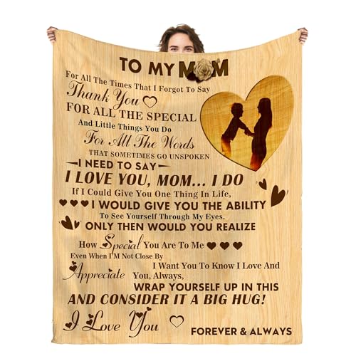 Blanket from Daughter Son, Heartfelt I Love You Forever Message, Cozy Warm Flannel Blanket for Bed, Sofa & Home Decor 50x60 Inch - color: Mom-4