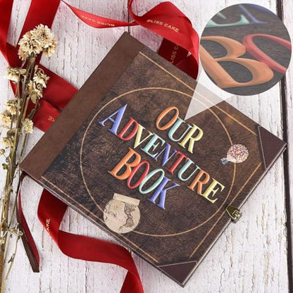 Our Adventure Book 146-Page DIY Handmade Scrapbook, Embossed Leather Cover - Ideal for Memories, Anniversary, Wedding, and Best Friend Gift - Inspired by the 'Up' Saga(Ball - Our Adventure Book) - color: Ball - Our Adventure Book (9.02"x7.72", 146 Pages)
