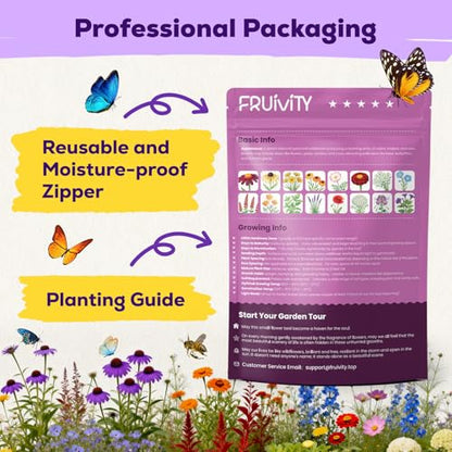 200,000+ Wildflower Seeds Bulk (4oz) – 16 Varieties Perennial & Annual Mix, Attract Bees, Butterflies & Hummingbirds, High Germination for Outdoor Pollinator Garden, Unique Gift for Mother, Women, Mom