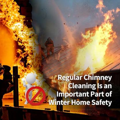 Bluesea 16 Feet Chimney Sweep Kit, Ergonomic Chimney Cleaning System with Strong Brush, Extends Up to 16 Feet, Includes 5 Flexible Chimney Rods - size: 16 feet