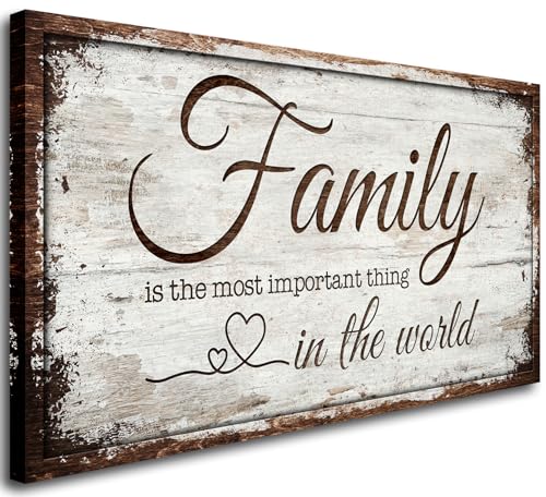Family is Important Quotes Canvas Wall Art for Living Room|Wall Art|Family Prints Signs Framed|Wall Decor|Retro Picture Painting Artwork for Bedroom,Dining Room,Farmhouse,Home Wall Decoration,Ready to Hang 20"x40" - color: Family is Important, size: 40"L