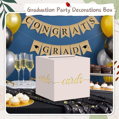QIKSION Elegant Blush Pink Card Box for Party, Gold Foil Wedding Card Box - color: Blush Pink