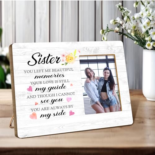 Sister You Left Me Beautiful Memories Wood Picture Frame,Memorial Sympathy Gifts for Loss of Loved One,Memorial Gift for Loss of Sister,Sympathy Gifts for Loss of Bff - style: YOU LEFT ME
