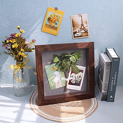 Frametory 11x11 Shadow Box Frame Display Case, 2-inch Depth (Walnut) - color: Walnut, size: 11x11(1 Set)