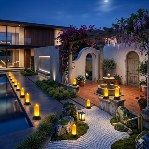 Flameless Grave Candles for Cemetery, Memorial Remembrance Climbing Flame Candles, Solar Powered Waterproof Outdoor Plastic Pillars with Detachable Stake (2 Pack) - size: 2 Pack