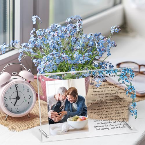 Roowest Flower Memorial Picture Frame Sympathy Gifts for Loss of Loved One Passed Away Acrylic Magnetic Photo Frames Bereavement for Mom, Dad, Family, 7 x 10 Inch - style: Flower