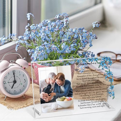 Roowest Flower Memorial Picture Frame Sympathy Gifts for Loss of Loved One Passed Away Acrylic Magnetic Photo Frames Bereavement for Mom, Dad, Family, 7 x 10 Inch - style: Flower