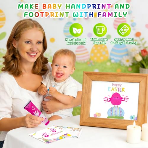 Baby Hand and Footprint Paint with Sponge Head, 2.54 fl oz, Non-Toxic & Acid-Free, Washable Baby Safe Paint for Newborn Keepsakes, Dog Nose & Paw Prints, Ideal New Mom Gift - Hot-Pink - color: Hot-pink