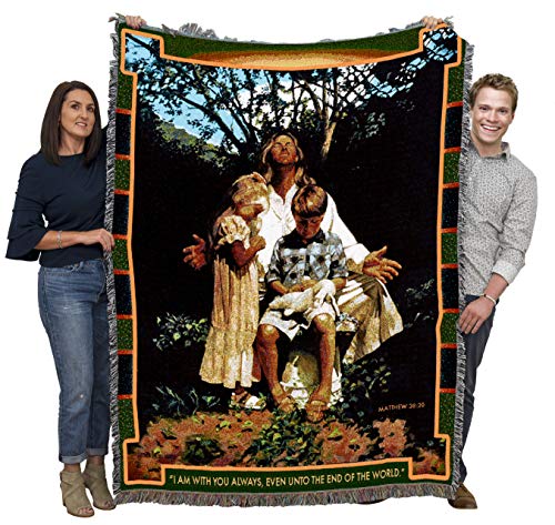 Pure Country Weavers Even in Darkness Blanket by Stephen Sawyer - I Am with You Always - Scriptures - Mathew 28:20 - Religious Gift Tapestry Throw Woven from Cotton - Made in the USA (72x54) - color: Mathew 28:20
