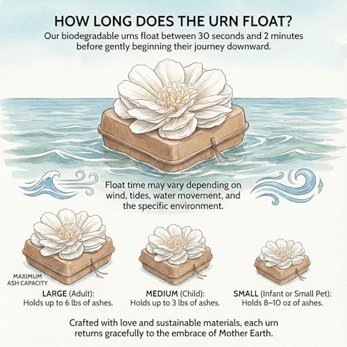 Cruise Approved Biodegradable Water Burial Urn, Lilac Flower, Small Keepsake