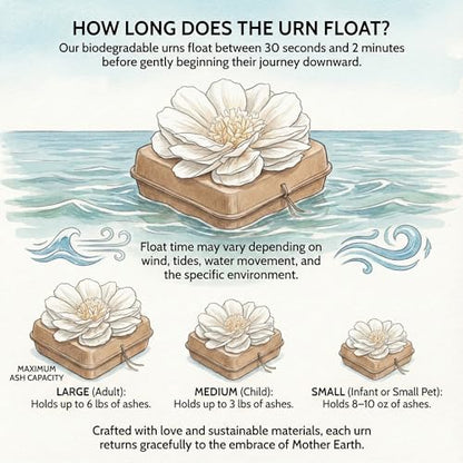 Cruise Approved Biodegradable Water Burial Urn, Ivory Flower, Large Adult - size: Large