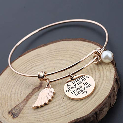 Memorial Jewelry Sympathy Gift A Piece of My Heart Lives In Heaven Lariat Y Necklace Loss Jewelry Gift - color: a piece bracelet rg