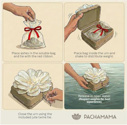 Biodegradable Urn for Water and Ground Burial – Small (Infant) | Eco-Casting Material | Includes Ashes Bag, Dried Flower Confetti & QR Certificate – Beige - size: Small - Infant