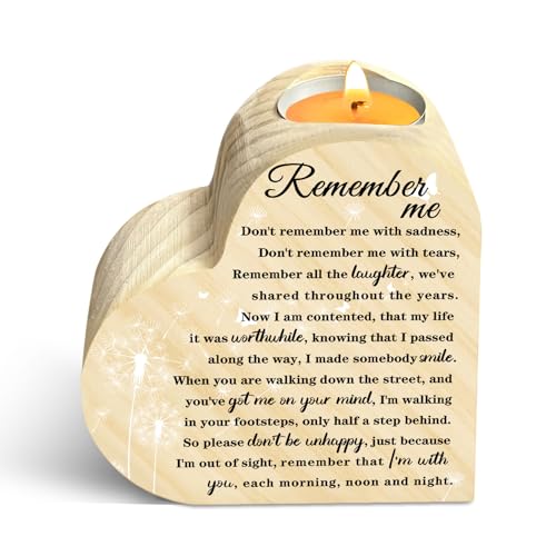 Memorial Gift Wooden Heart Candle Holders, Sympathy Gifts for Loss of Loved One Candle Holders, Remembrance Gifts, Thoughtful Funeral Gifts, Double Sided Printing - color: Candle-remember