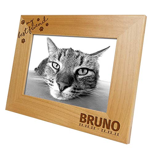 Pet Picture Frame Custom Wooden Engraved Table Top Home Decor Casual Style Personalized Memorial Gift Loss of Pet Remembrance Sympathy Ornament (Red Alder Wood, 4x6 Vertical-Best Friend) - size: 4x6 Vertical-Best Friend