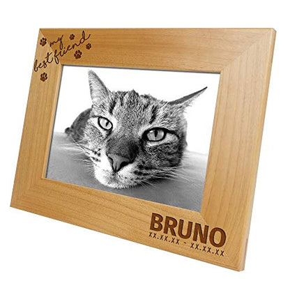 Pet Picture Frame Custom Wooden Engraved Table Top Home Decor Casual Style Personalized Memorial Gift Loss of Pet Remembrance Sympathy Ornament (Red Alder Wood, 4x6 Vertical-Best Friend) - size: 4x6 Vertical-Best Friend