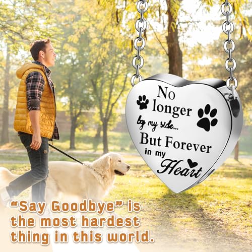 Yinkin 2 Pcs Pet Cremation Jewelry for Ashes Urn Necklace,Retro | Pet Dog Necklace with Paw Print Heart Stainless Steel Pendant Black and Silver Urn Locket with Funnel Kit for Dog Cat Ashes - style: Retro