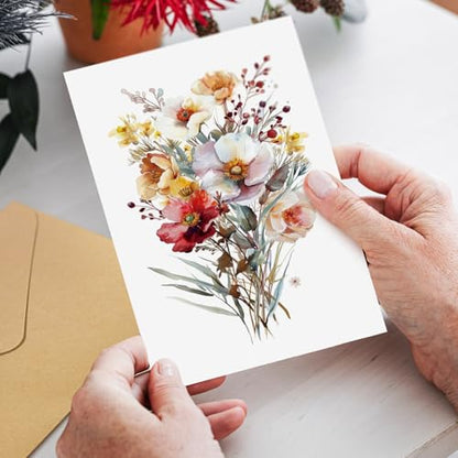 24 Floral Blank Cards and Envelopes, 4x6 Wildflower Blank Note Cards for All Occasions - Sympathy Thank You Condolences Funeral Thinking of You Mother's Day Wedding Graduation, Etc