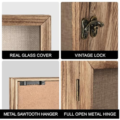 11×14 Shadow Box Frame, Linen Back, Glass Door, Hinge Display Case - color: Carbonized, size: 11×14