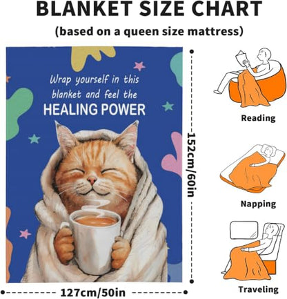 Get Well Gifts for Women Men, Inspirational Throw Blanket Healing Blanket - color: Healing Power