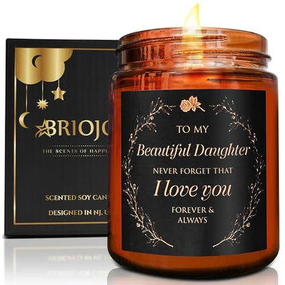 My Beautiful Daughter Candle Gift from Mom Dad - Unique Valentines Day, Love You, Bridal Shower, Wedding, Mother's Day, Birthday Gift for Daughter Adult - Cashmere Vanilla Scented Soy Candle - color: Beautiful daughter
