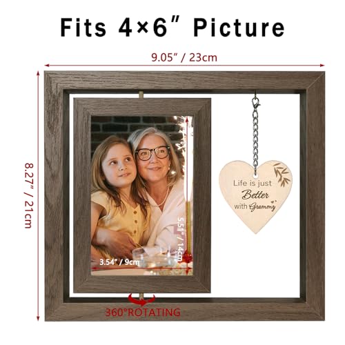 EYITUPC Rotating Wood Grammy Picture Frame Birthday Gift from Grandkids | Thoughtful Grammy Gifts for Mother's Day Christmas from Grandchildren Grandchild Granddaughter Grandson, Dis 2 4x6 - color: Life is getting better with grammy
