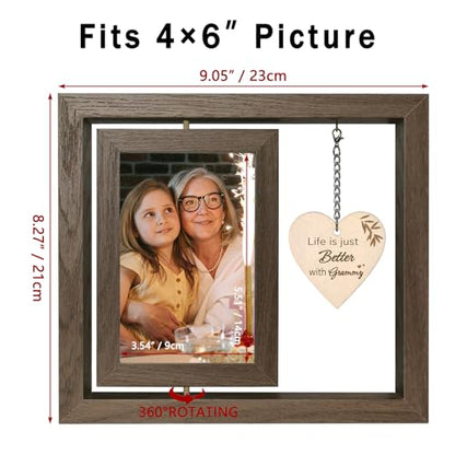 EYITUPC Rotating Wood Grammy Picture Frame Birthday Gift from Grandkids | Thoughtful Grammy Gifts for Mother's Day Christmas from Grandchildren Grandchild Granddaughter Grandson, Dis 2 4x6 - color: Life is getting better with grammy
