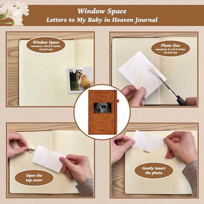 Baby Miscarriage Gift, Sympathy Condolence Remembrance Grief Memorial Gifts | Letters To My Baby In Heaven Faux Leather Journal with Window Cover 200 Pages A5 Lined for Family Friend Who Loss of Infant - style: Baby
