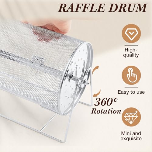 Teenyyou Raffle Drum Holds 1500 Tickets, Metal Ticket Wheel Spinner with Stand, Raffle Tickets Cage for Games Events, Parties, School Drawings(Integrated Rotary, Silver, 15.75" x 7.09", Extra Large) - color: Silver, size: 15.75" X 7.09", Extra Large, styl
