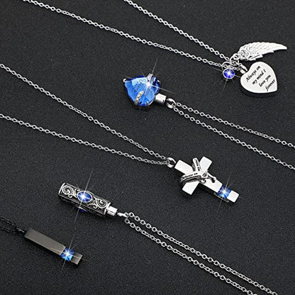 Jexine 10 Pcs Urn Necklace Cremation Jewelry for Men - color: Blue