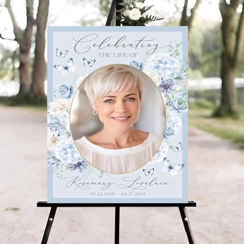 butterflies Funeral Welcome Sign, Celebration of Life Welcome Sign, Memorial Sign, in Loving Memory Sign, Celebration of Life Funeral Sign, Celebration of Life Sign, Memorial Sign with Photo #W3 - color: Version #13
