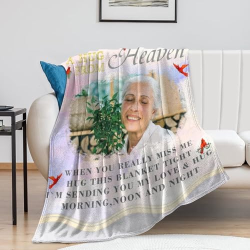 Artsadd Custom Memorial Blankets for Loss of Loved One - A Hug from Heanven Sympathy Blanket Loss of Dad Mom Husband Wife Friend in Loving Memory Blanket Personalized - Remembrance Blankets - color: A-3